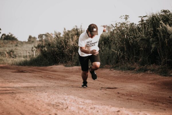 running on a dirt road