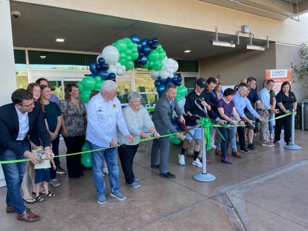 People gather for the ribbon cutting at the surgery center in St. George.