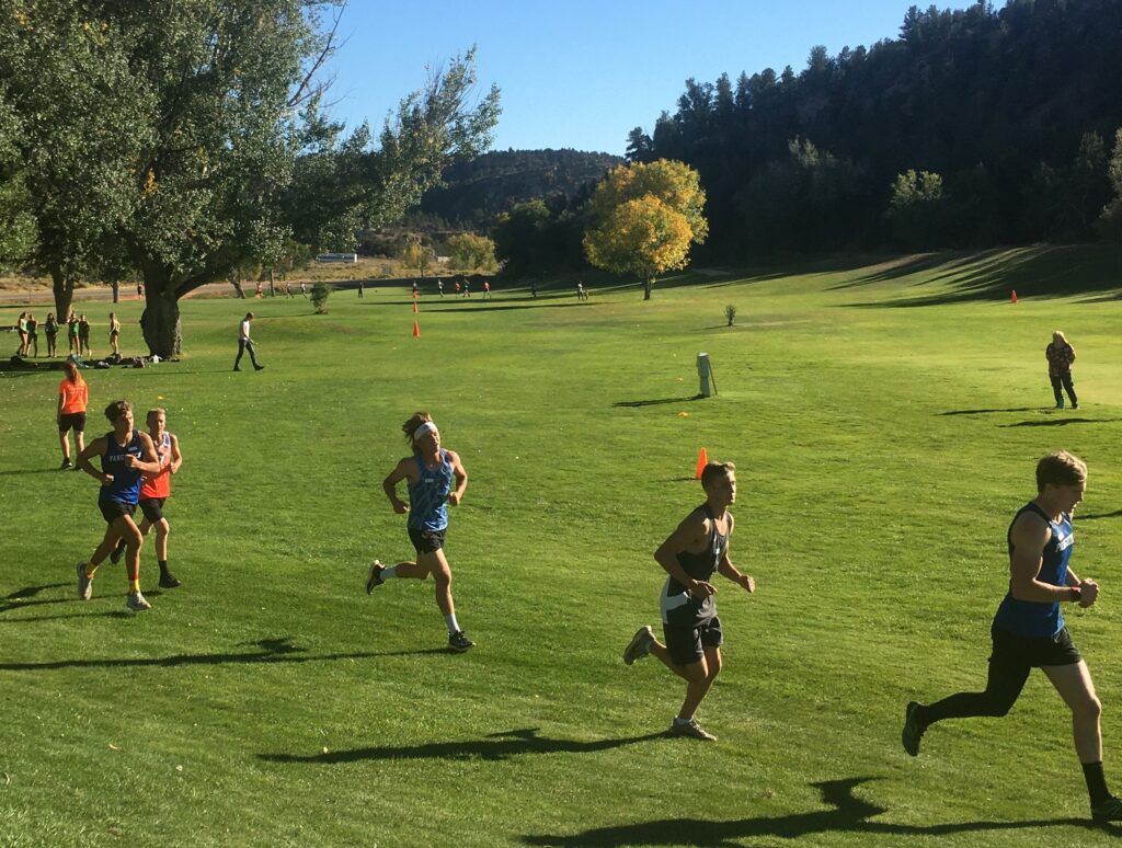 Panguitch, escalante, and piute varsity boys run the course in valley.