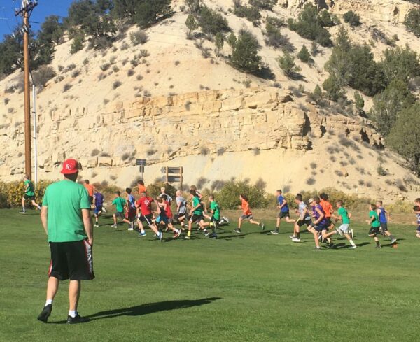 JV runners take off at the finish line