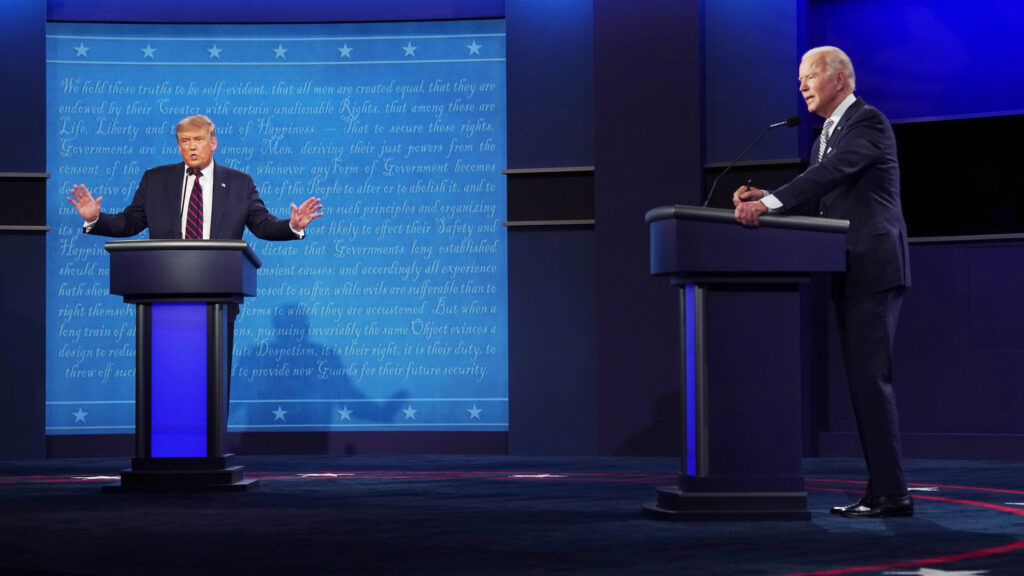 Donald Trump and Joe Biden in a debate