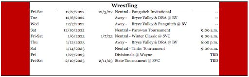 Escalante wrestling schedule