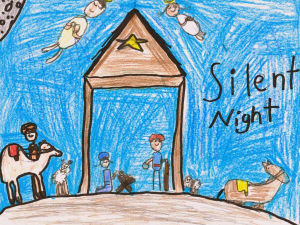 "Silent Night." Kid's drawing of a Nativity.