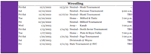 Wayne wrestling schedule
