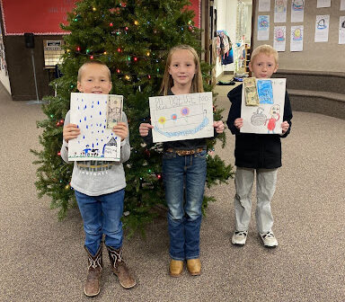 The 2-3 grade winners of the water conservation art contest