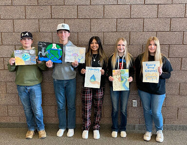 The 7-12 grade winners of the water conservation art contest