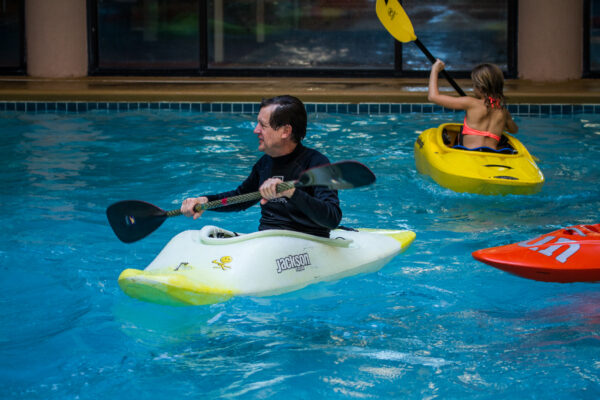 Kayakers in a pool.