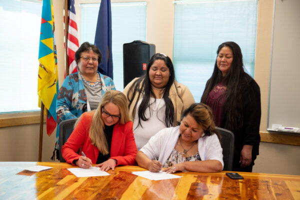 Agreement signing with Julie Castle and Tribal Council.