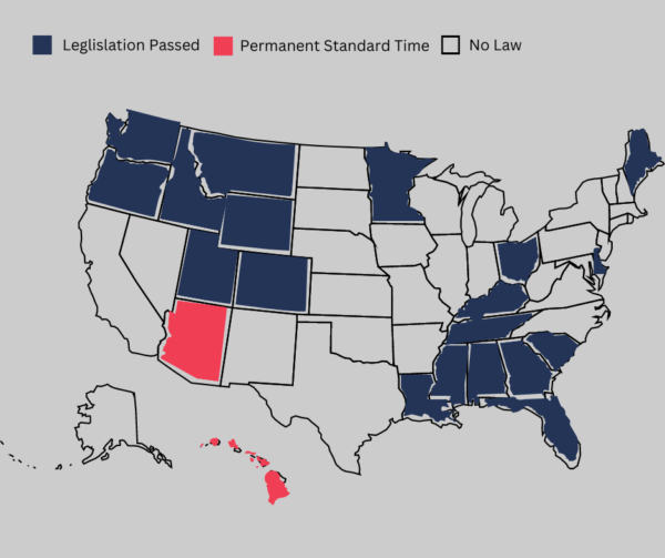 Daylight saving map.