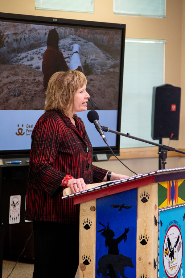 SUU President Mindy Benson speaks at the signing.