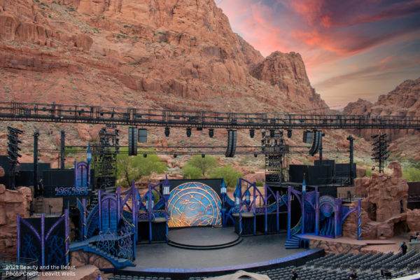 Tuacahn set for Frozen beginning to appear on stage.