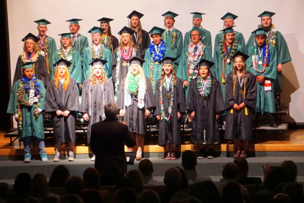 Bryce Valley High School graduates sing at graduation.