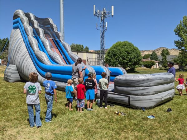 A giant blow-up slide at the Tropic Town Park.