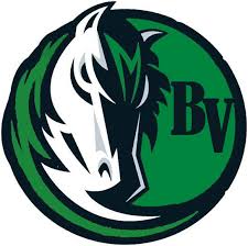 Logo: A green and white mustang with black letters reading "BV"