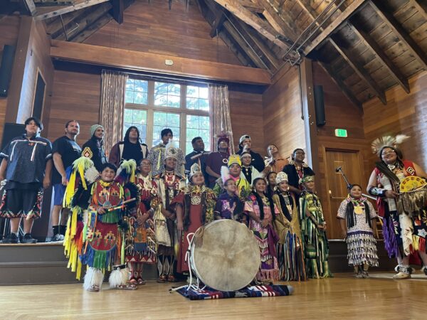 American Indians in full tribal attire before a show at Bryce Canyon National Park.