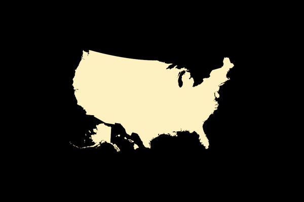 Graphic: A bright-colored United States with a contrasting black background.