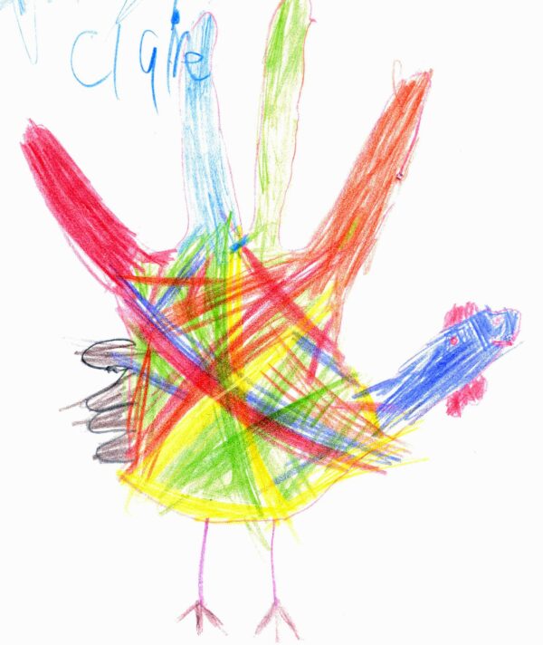 A kid's drawing of a turkey.