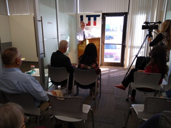 A man speaks at the open house in the Utah Tech Panguitch Center.