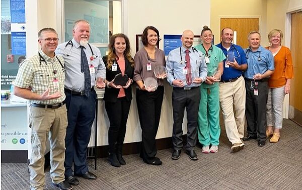 Caregivers pose with awards at Intermountain Garfield Memorial Hospital.