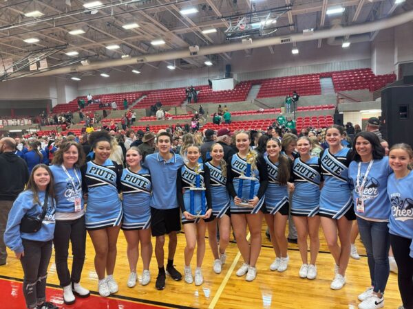 Piute cheerleaders at divisionals 2024.