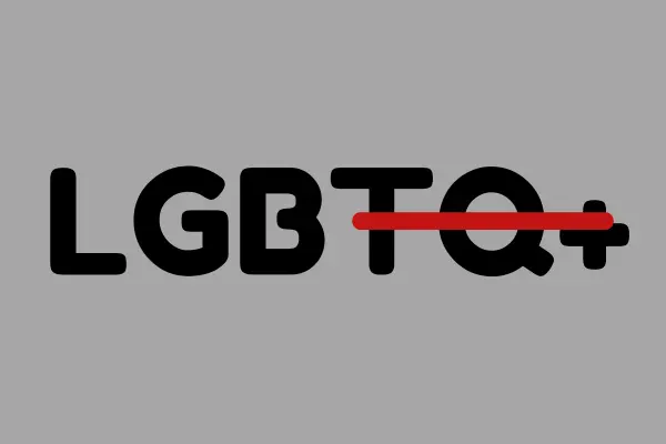 Graphic: "LGB," with "TQ+" crossed out.