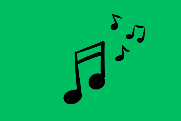 Graphic: Music notes with a green background.