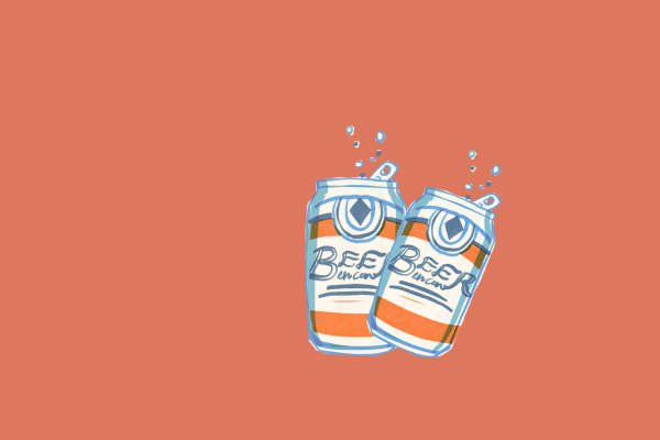 Graphic: Two beer cans.