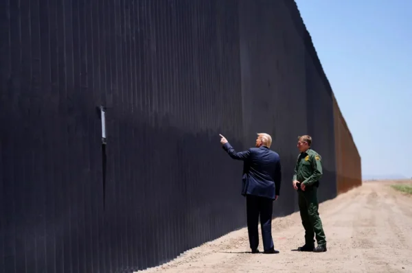 President Trump touring a section of the border wall with U.S. Border Patrol Chief Rodney Scott