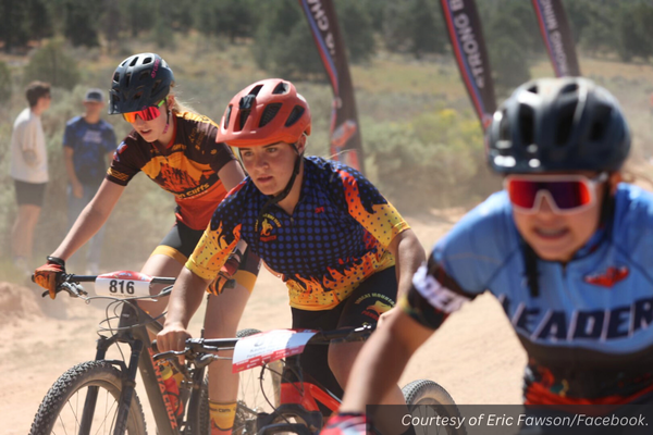 Kadee Harland starting her mountain bike race in Panguitch. Courtesy of Eric Fawson/Facebook.